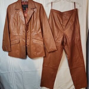 Jerry Lewis Vintage Brown Leather Jacket and Pants Set